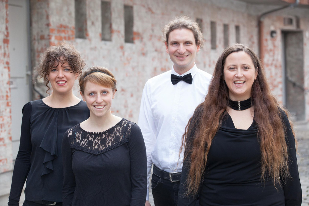 von links: Sophia Rieth (Blockflöten), Anne-Kathrin Abel (Gesang), Markus Guth (Cembalo), Maria Wegner (Blockflöten)