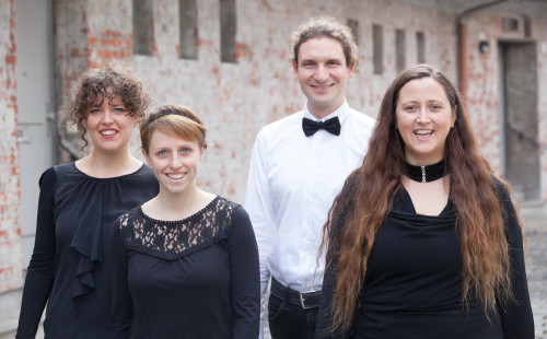 von links: Sophia Rieth (Blockflöten), Anne-Kathrin Abel (Gesang), Markus Guth (Cembalo), Maria Wegner (Blockflöten)